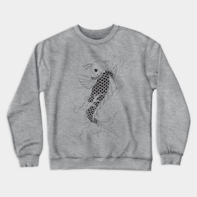 Koi Fish Swimming Up Stream Irezumi Tattoo Design Crewneck Sweatshirt by 5sizes2small